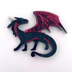 WINTERSHEART BLACK FIERY DRAGON BROOCH