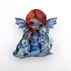WINTERSHEART BLUE WILLOW DRAGONLINGS BROOCH