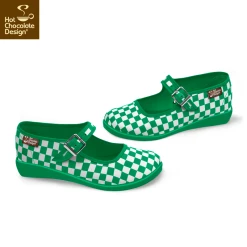 HOT CHOCOLATE DESIGN CHECKERS GREEN -Shoes Sales Chocolaticas CHECKERS womens Mary Jane Flat Side 800x