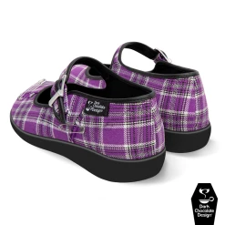 HOT CHOCOLATE DESIGN PURPLE TARTAN -Shoes Sales Chocolaticas Purple Tartan womens Mary Jane Flat Back 800x