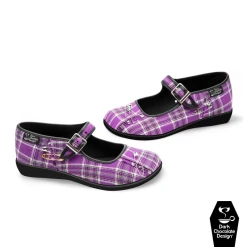 HOT CHOCOLATE DESIGN PURPLE TARTAN -Shoes Sales Chocolaticas Purple Tartan womens Mary Jane Flat Side 800x
