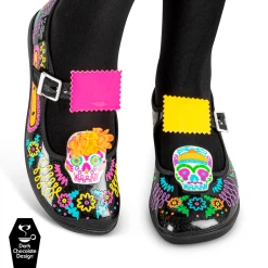 HOT CHOCOLATE DESIGN SUGAR SKULL 20 HOT CHOCOLATE DESIGN SUGAR SKULL -Shoes Sales Chocolaticas Sugar Skull womens Mary Jane Flat Legs2 800x