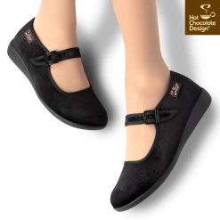 HOT CHOCOLATE DESIGN ESPRESSO MARTINI (BLACK) -Shoes Sales Chocolaticas Velvet Black womens Mary Jane Flat Legs 2 800x