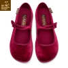 HOT CHOCOLATE DESIGN RED WINE -Shoes Sales Chocolaticas Velvet Red womens Mary Jane Flat Front 800x