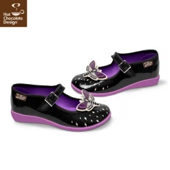 HOT CHOCOLATE DESIGN DEATH MOTH -Shoes Sales Death Moth womens Mary Jane Flat Side 800x