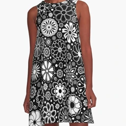 Miss Goody 2 Shoes FLOWERS BLACK AND WHITE A-LINE DRESS