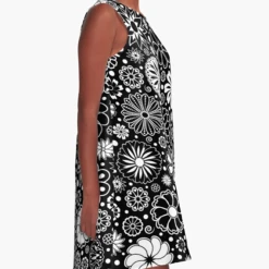 Miss Goody 2 Shoes FLOWERS BLACK AND WHITE A-LINE DRESS -Shoes Sales FlowersBlackandWhiteSide 800x