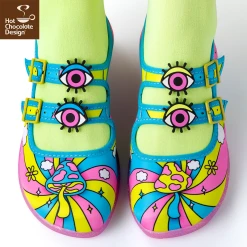 HOT CHOCOLATE DESIGN TRIPPY DAZE -Shoes Sales Trippy Daze womens Mary Jane Flat Legs1 800x